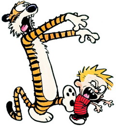Calvin and Hobbes making faces